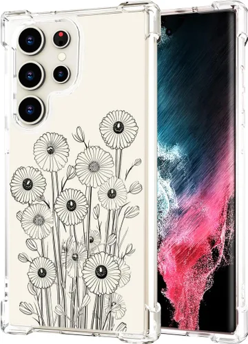 Miniatura 150 de Hungo Funda compatible con Samsung Galaxy S23 con diseño floral y bonito diseño transparente, femenino para mujeres y niñas, con hermoso clavel