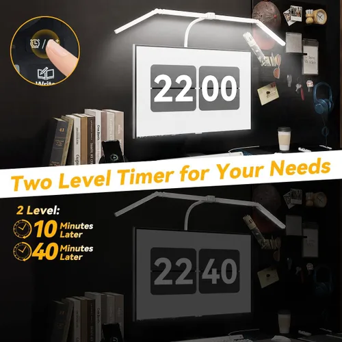 Miniatura 5 de Lámpara de escritorio LED ajustable con abrazadera, luz de escritorio CRI95+ de 4 cabezales, atenuación continua y control remoto de temperatura
