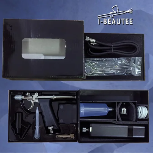 Miniatura 11 de Kit de aerógrafo de alta presión, compresor de aerógrafo inalámbrico recargable, pistola de aerógrafo de mano de doble acción, juego de mini Negro