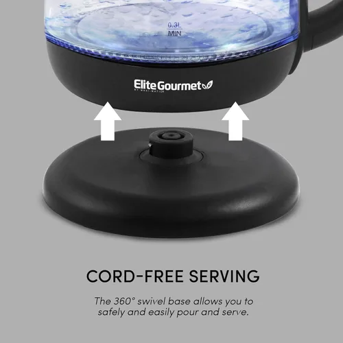 Miniatura 6 de Proctor Silex Tostadora de 4 rebanadas con ranuras extra anchas, color negro (24215PS) y Elite Gourmet EKT1001 hervidor eléctrico de vidrio sin BPA