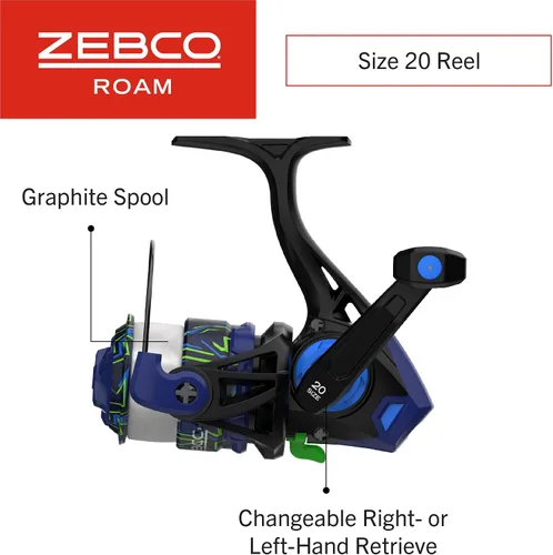 Miniatura 3 de Zebco Roam - Combo de carrete giratorio y caña de pescar, varilla de fibra de vidrio, mango cómodo dividido, perilla de mango suave al tacto