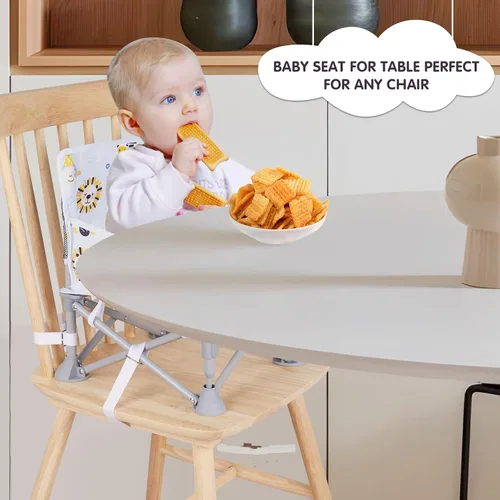 Miniatura 6 de Silla de bebé portátil, asiento elevador plegable con bandeja para mesa de comedor, silla de camping compacta para césped, playa, viajes, bebés de 6