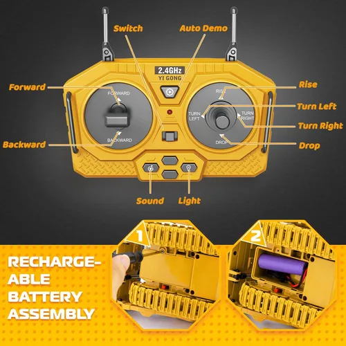 Miniatura 6 de Samtop Juguetes Rc Bulldozer - Vehículos de construcción de control remoto, camiones Bulldozer para niños y niños de 7 años, 8-12 - Cargador