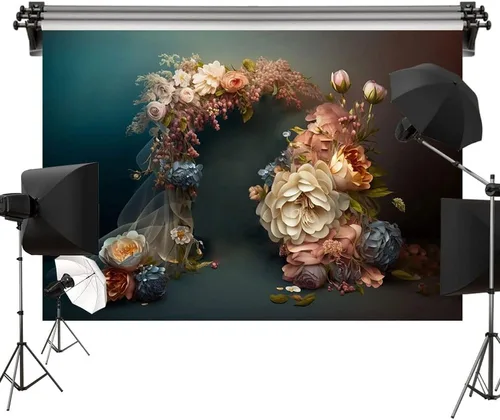 Miniatura 6 de Kate Telón de fondo de fotos con arco de flores, decoración romántica de hilo para boda, recepción, fiesta de cumpleaños, tela impresa sin costuras