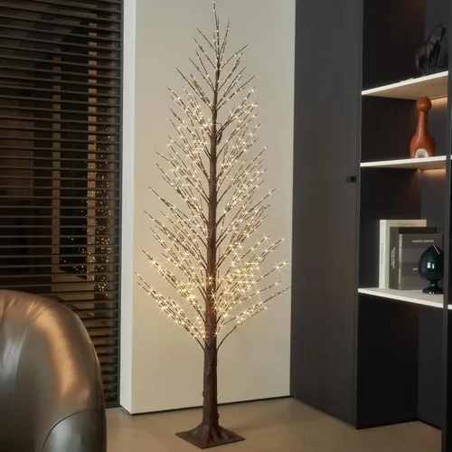 Miniatura 10 de BAOLITVINE Árbol de Navidad alpino de 6 pies, 810 luces LED blancas cálidas, árbol blanco artificial con luces para el hogar, festival de Navidad