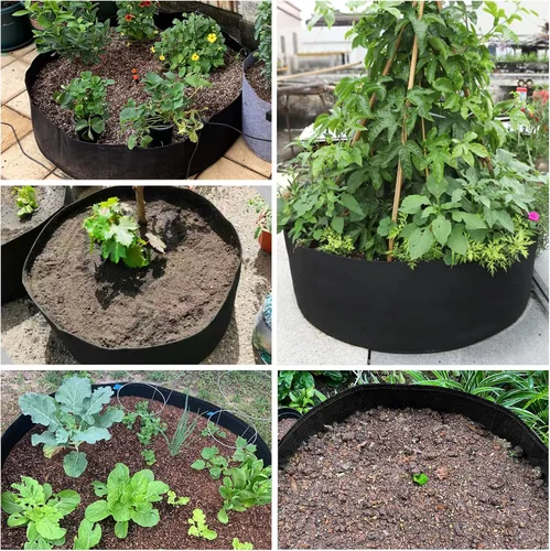 Miniatura 6 de Bolsa de cultivo grande de 15 galones, macetas redondas elevadas de tela resistente para plantar hierbas, flores, vegetales y papas