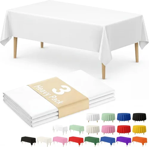 Miniatura 36 de Fixwal Mantel de plástico negro desechable de 54 x 108 pulgadas, mantel rectangular impermeable, paquete de 5 para graduación, decoración de fiesta