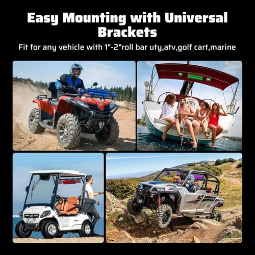 Miniatura 6 de Ehaho Barra de sonido estéreo UTV de 2.1 canales (subwoofer) y altavoces, barra de sonido Bluetooth ATV de 17 pulgadas con luces RGB, altavoces
