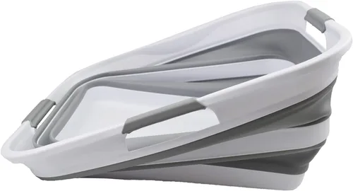 Miniatura 4 de SAMMART Cesta plegable de plástico para la ropa sucia de 42L (11 galones), contenedor de almacenamiento plegable y organizador, tina de lavado