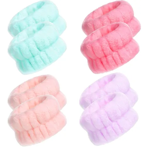Miniatura 13 de Chuangdi 4 pares de muñequeras para el lavado de la cara, muñequeras spa de microfibra, muñequeras absorbentes para mujeres, muñequeras para evitar