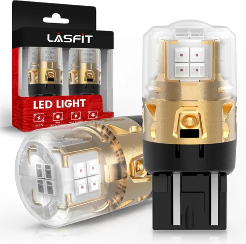 LASFIT Bombillas LED L2 7440 7443 de luz de freno roja, luces traseras, súper brillantes T20 7441 7444 W21W reemplazo para luces traseras de parada,