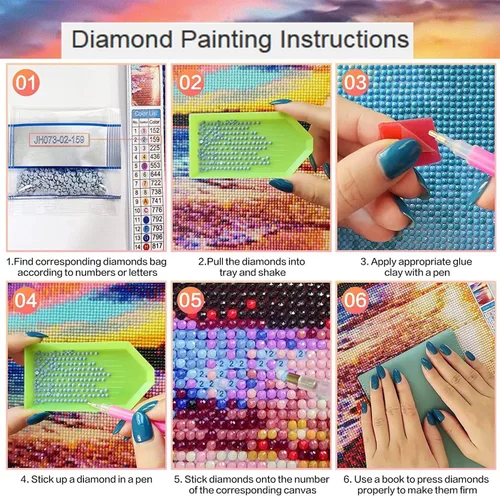 Miniatura 3 de AZ3008 - Kit de pintura de diamantes 5D para niñas, arte de diamantes de hada cuadrada completa, puntos de diamante para adultos, pintura por