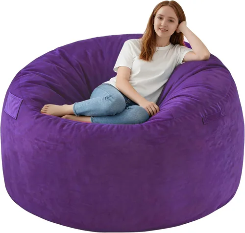 Miniatura 87 de Silla de Puf de 3 Pies, Sillas de Puf Cómodas con Relleno de Espuma Viscoelástica, Sofá de Puf Esponjoso con Funda de Terciopelo Holandés, Sillas