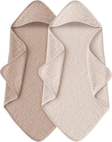 MairMore Toallas de muselina para bebé con capucha para recién nacido, toallas de baño para bebé 100% algodón, suaves y absorbentes, toalla de bebé