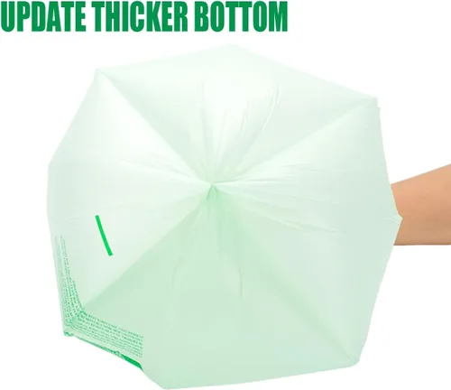 Miniatura 5 de BEIDOU-PAC Bolsas de basura compostables con solapa de 1 a 2 galones, 120 bolsas de abono pequeñas, bolsas de basura biodegradables para cocina