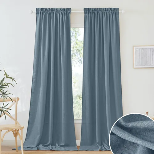Miniatura 52 de RYB HOME Cortinas extralargas de 108 pulgadas de largo, transpirables con bolsillo para barra, cortinas traslúcidas blancas para sala de estar