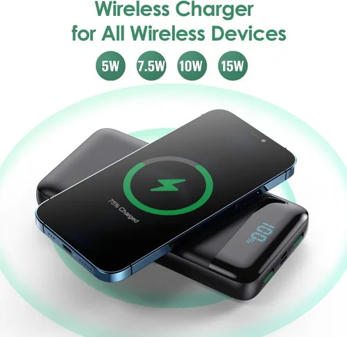 Miniatura 4 de Cargador portátil inalámbrico 30,800 mAh, 15 W de carga inalámbrica USB C, banco de energía con carga rápida de 25 W PD QC 4.0, 4 salidas, paquete