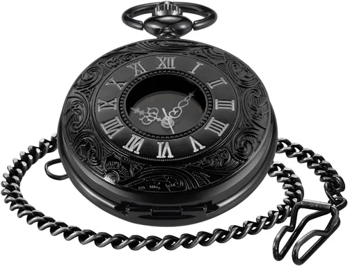 Miniatura 2 de Hollow Roman Digital Scale Men's Quartz Pocket Watches, Quartz Pocket Strap with Chain for Men