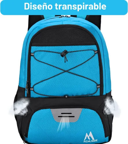 Miniatura 4 de Hsmihair - Bolsa de fútbol - Mochila de fútbol y mochila para fútbol, voleibol y baloncesto, con compartimento para pelota y tacos separados Azul