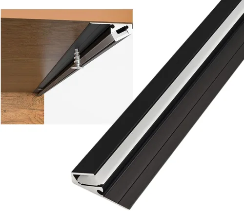 Miniatura 9 de Paquete de 5 perfiles de aluminio lineales LED montados en superficie, barras LED de 45 grados, lámpara oblicua invisible, estante de capa de Gris