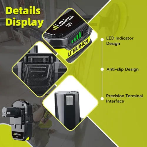 Miniatura 3 de Masione Reemplazo 2P 3.6Ah para batería Ryobi de 18 V de litio compatible con batería Ryobi P108 P102 P103 P104 P105 P107 P109 P122 18 voltios
