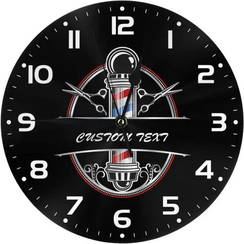 Miniatura 12 de Reloj de pared personalizado para peluquería, añade tu texto, reloj de peluquería personalizado para salón de belleza, decoración de reloj de pared