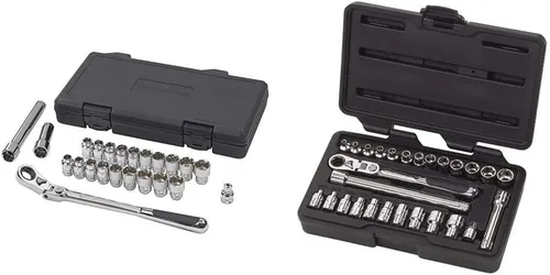 GEARWRENCH Juego de herramientas mecánicas SAE/métricas estándar de 6 puntos de 3/8 pulgadas Drive Pass Thru® - 893823 y GEARWRENCH 27 Pc. 1/4"