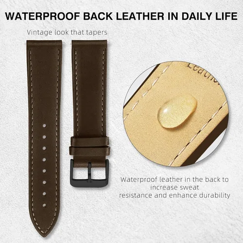 Miniatura 57 de Ritche Correa de reloj de cuero de liberación rápida para hombres y mujeres, correa de reloj de 0.79 pulgadas, 0.78 pulgadas, 0.86 pulgadas