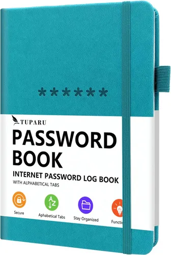 Miniatura 26 de Libro de contraseñas con pestañas alfabéticas - Organizador de direcciones de Internet y contraseñas de tapa dura - Cuaderno de contraseñas para Rosa
