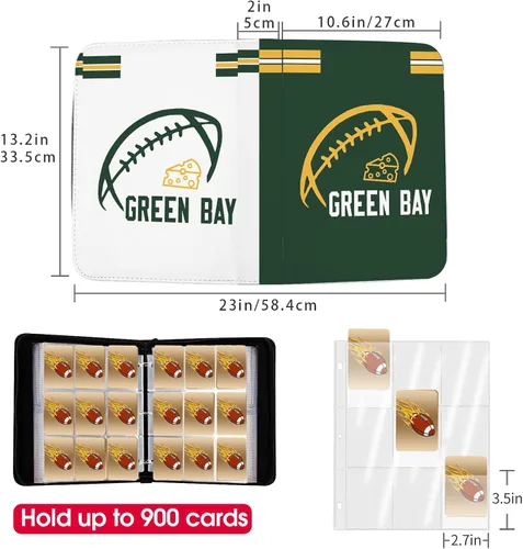 Miniatura 3 de Carpeta de tarjetas de fútbol con fundas 400 bolsillos, soporte para tarjetas de fútbol de Dallas para tarjetas de colección, carpeta con 3 anillas