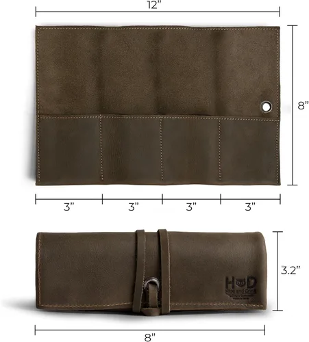 Miniatura 9 de Hide & Drink, Organizador de rollos de reloj de cuero hecho a mano de cuero de grano completo, con capacidad para hasta 4 relojes, fácil de llevar