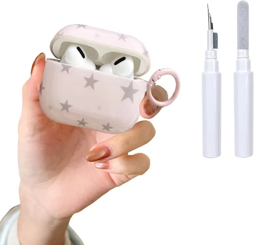 Miniatura 20 de Funda para AirPods 2/1 con diseño de estrella bonita, con kit limpiador protector de auriculares para AirPods de 2ª/1ª generación, color azul