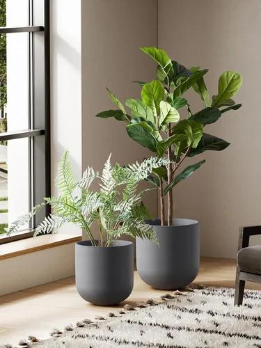 Miniatura 2 de LE TAUCI Maceta para plantas de 10 pulgadas, macetas de cerámica para plantas con orificio de drenaje y tapón de goma, macetas para plantas