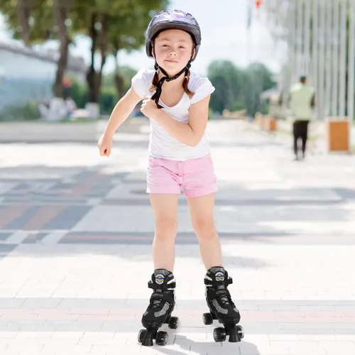 Miniatura 7 de Nattork Patines de ruedas para niños y niñas, 4 tamaños ajustables con ruedas iluminadas para niños principiantes para interiores y exteriores Negro