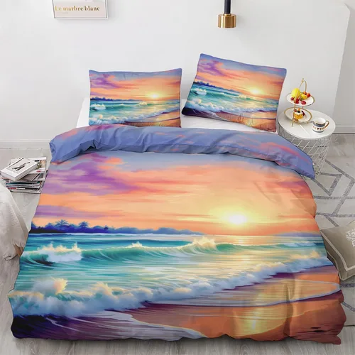 Miniatura 8 de Funda de edredón abstracta tamaño individual Juego de ropa de cama de arte colorido 2 piezas Funda de edredón con patrón de microfibra suave