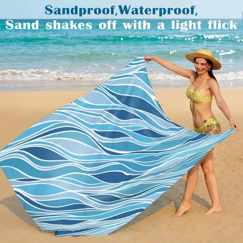 Miniatura 142 de Famstar Beach Blanket Oversized Extra Large 78"X81"/10'X9',Waterproof Sandproof Beach Blanket 2-8 Adults Lightweight Durable for Travel Camping