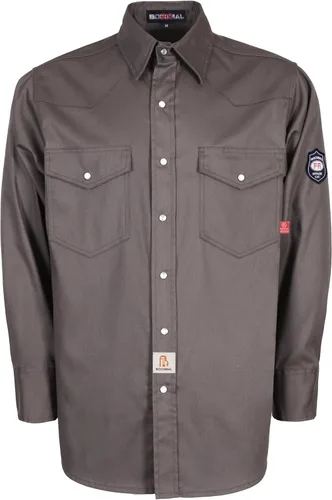 Miniatura 20 de BOCOMAL Camisas FR Resistente a la llama 100% C NFPA2112 7.5oz Camisa de soldadura resistente al fuego para hombres Cuadros azul marino/blanco
