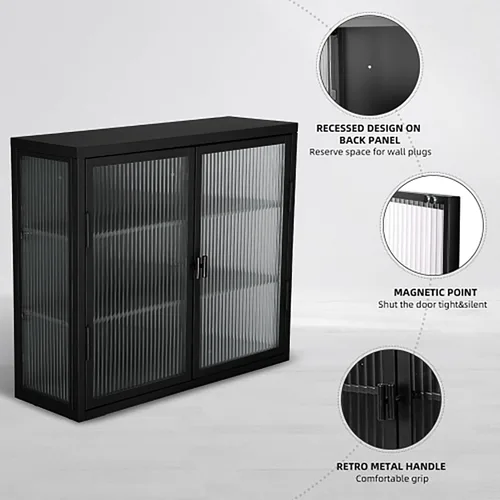 Miniatura 4 de Gabinete con puertas de vidrio, gabinete de boticario de baño con 2 puertas y estantes ajustables de 27.6 pulgadas para cocina de pared para baño