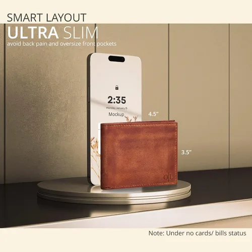 Miniatura 79 de Carteras RFID delgadas para hombres - Cartera de bolsillo frontal de piel genuina