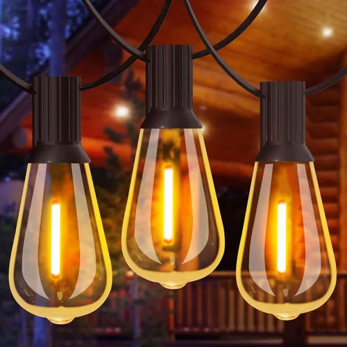 Miniatura 8 de GLUROO Cadena de luces para exteriores, 30 pies de luces LED impermeables para patio al aire libre con más de 15 bombillas vintage irrompibles