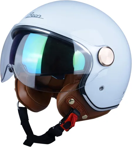 Miniatura 8 de Open Face Motorcycle Helmet for Adults, DOT Approved,3/4 Retro Vespa Helmet, Dual Visors Men's and Women's Motorbike Casco for Moped Cruiser Bobber
