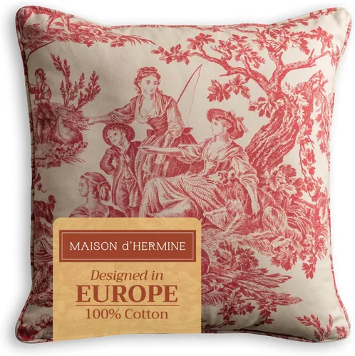 Maison d' Hermine The Miller - Funda de cojín decorativa 100 % de algodón, tejido Toile de Jouy | Para sofá, sillón, dormitorio, hogar, sala de