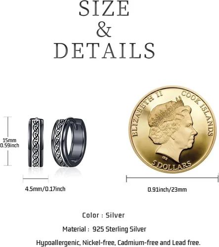 Miniatura 3 de StoryEtain Hoop Earrings for Men Women Sterling Silver Earring Cartilage Hypoallergenic Small Round Hoop Earrings Gift for Men Women