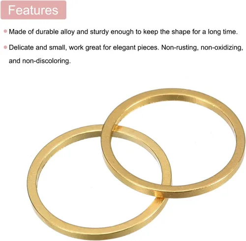 Miniatura 4 de MECCANIXITY Aretes redondos con cuentas, anillo de enlace de bisel abierto de círculo, anillo de enlace para hacer joyas Tono de latón