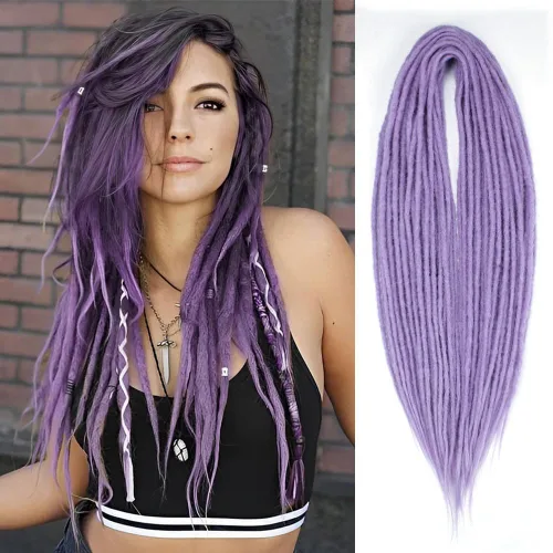 Miniatura 35 de Kraler Extensiones de Rastas Azules de Doble Extremo de 18 Pulgadas, 20 Hebras Sintéticas DE Extensiones de Rastas Hechas a Mano, Estilo de Rastas