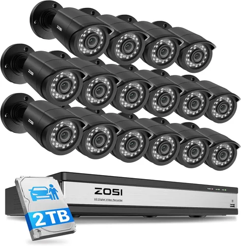 Miniatura 11 de ZOSI - Sistema de cámaras de seguridad para el hogar de 8 canales 1080P con disco duro de 1 TB, H.265+ 8 canales 5MP Lite CCTV DVR y (4) cámaras
