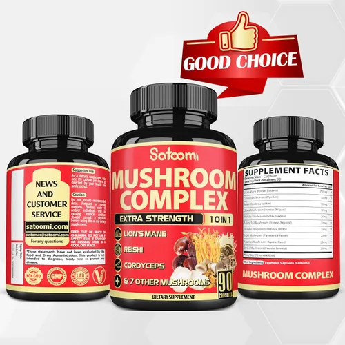 Miniatura 6 de Satoomi Complejo de suplementos de hongos 10 en 1 - Melena de león, Cordyceps, Reishi, Chaga - Suplementos cerebrales para la memoria