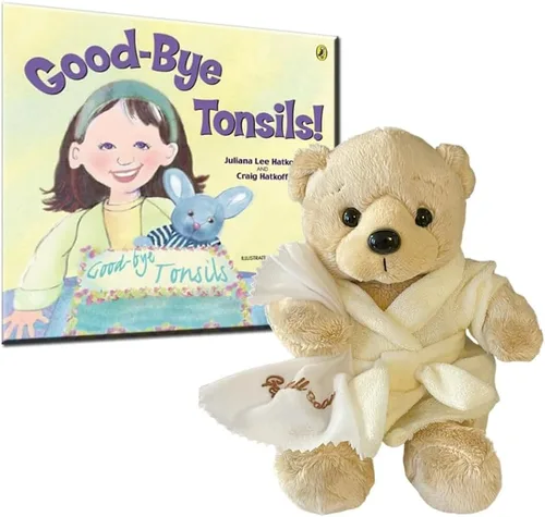 Ganz Juego de regalo de amigdalectomía Get Well Soon Teddy Bear con amígdalas de despedida para niños, juego de regalo de libro para niños,