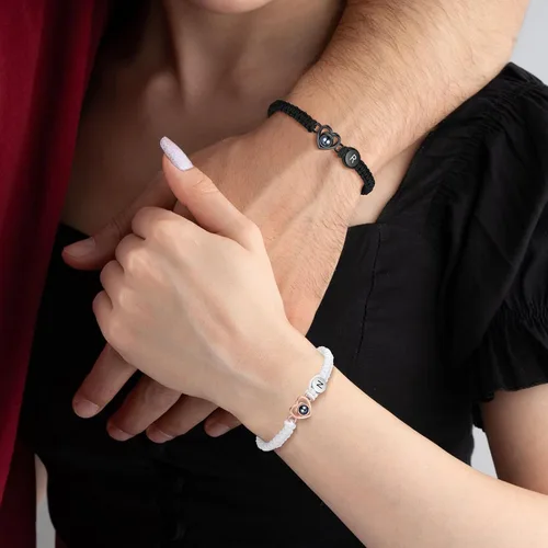 Miniatura 2 de Pulsera con inicial personalizada con imagen en el interior, cuerda de proyección de fotos personalizada para hombres y mujeres, regalo