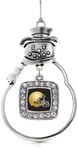 Miniatura 232 de Inspired Silver - Adorno de rodillo de reina - Adorno cuadrado de plata con muñeco de nieve con joyas de circonita cúbica